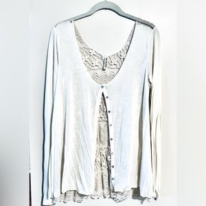 || Free People|| Ivory Back Lace Off Shoulder Cardigan